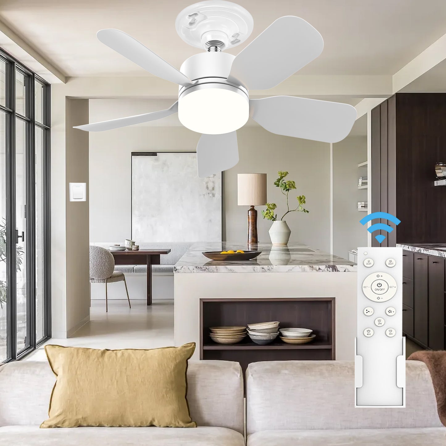 17-inch Socket Fan Light with Remote - Ideal for Bedroom & Kitchen