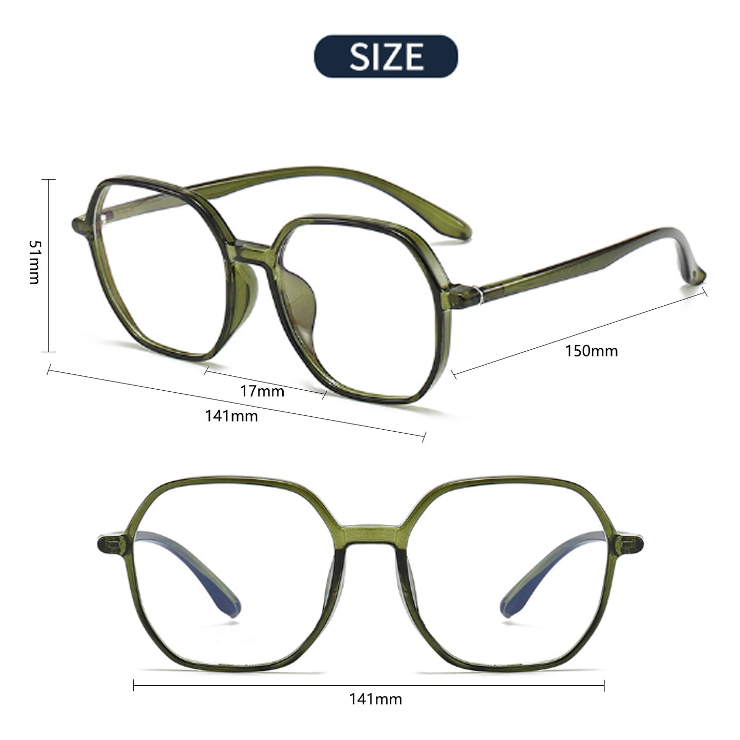 Retro - Inspired Lightweight Green Blue - Light Blocking Eyeglasses