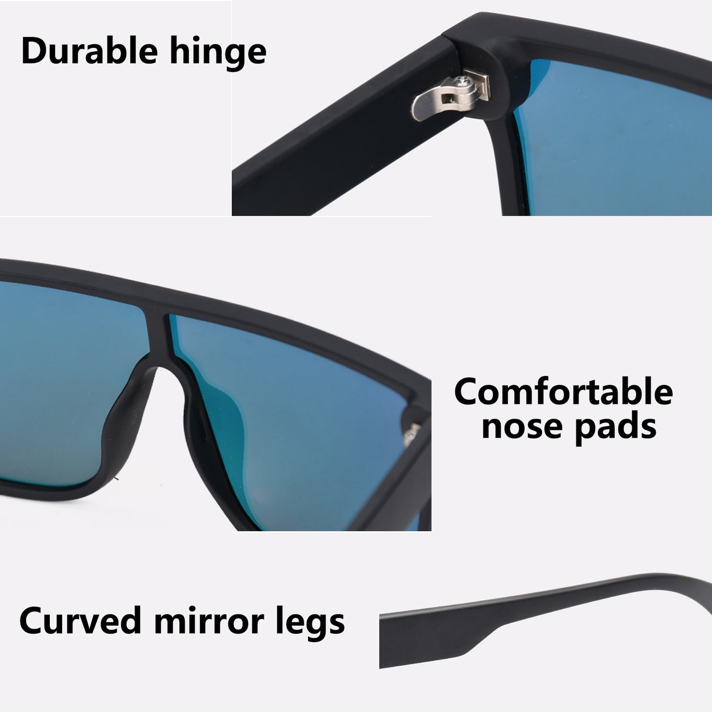 Sporty Black Polarized Sunglasses - Durability and Comfort for Outdoor Adventures