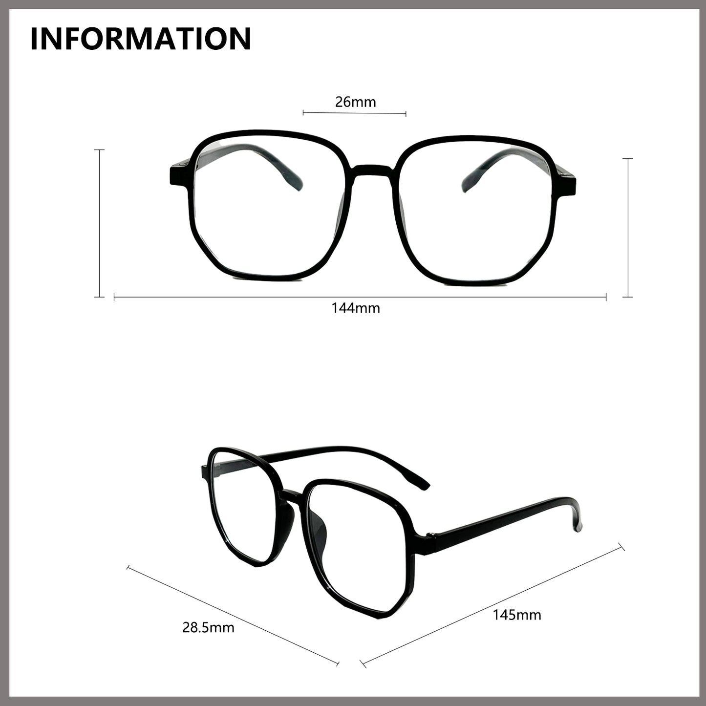 Stylish Black Plain Glasses - Advanced Eye Protection and Comfort
