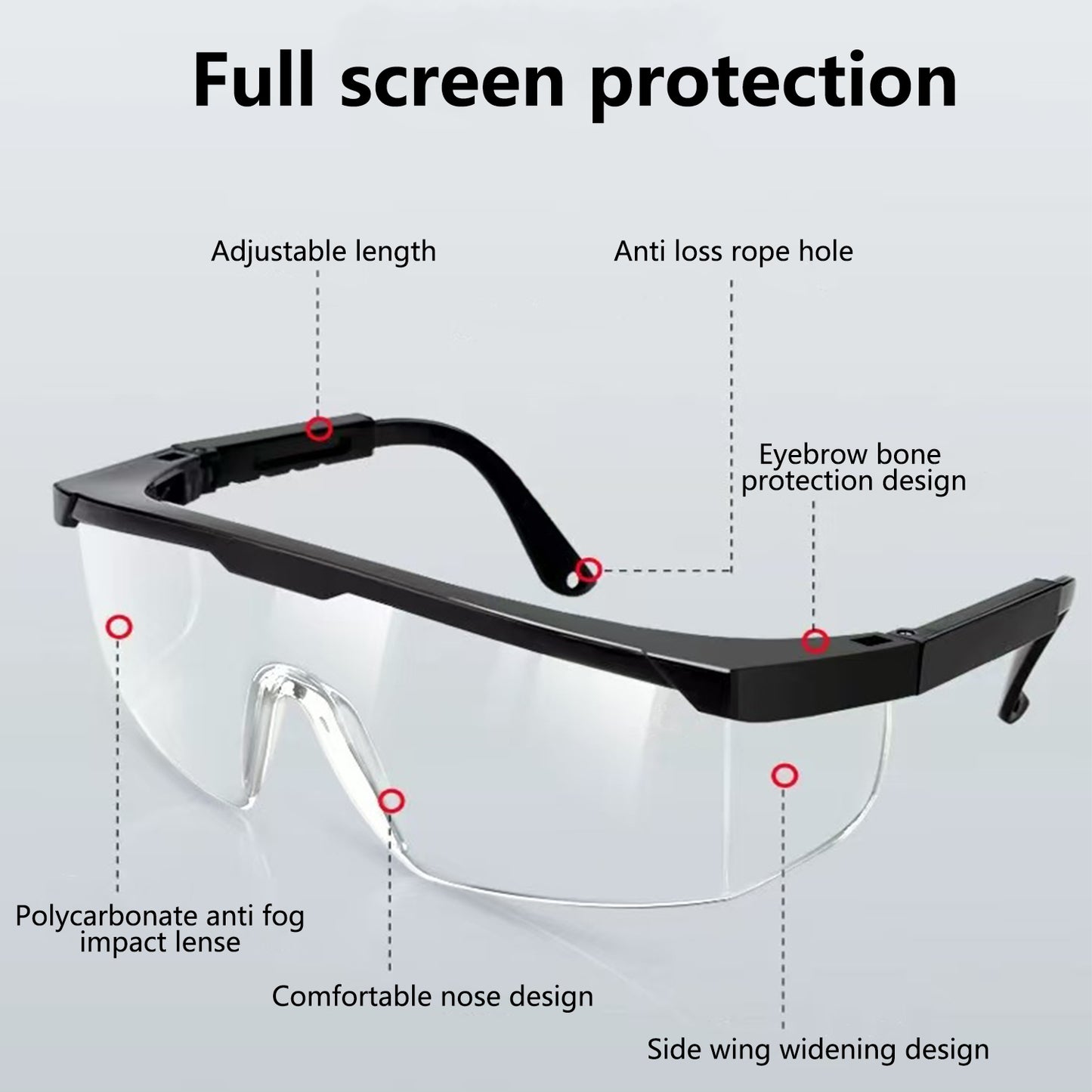 Full - Screen Protection Safety Glasses - All - Round Eye Shield for Multiple Scenarios