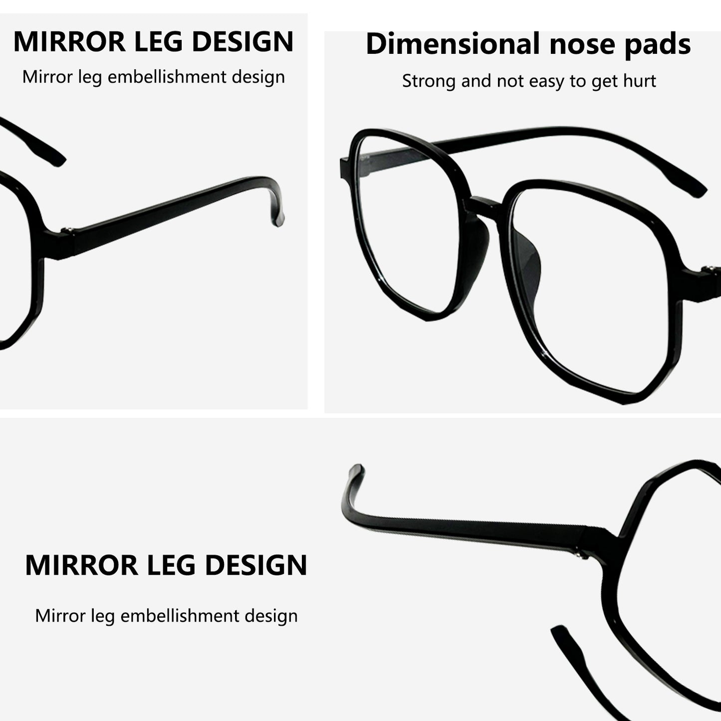 Stylish Black Plain Glasses - Advanced Eye Protection and Comfort