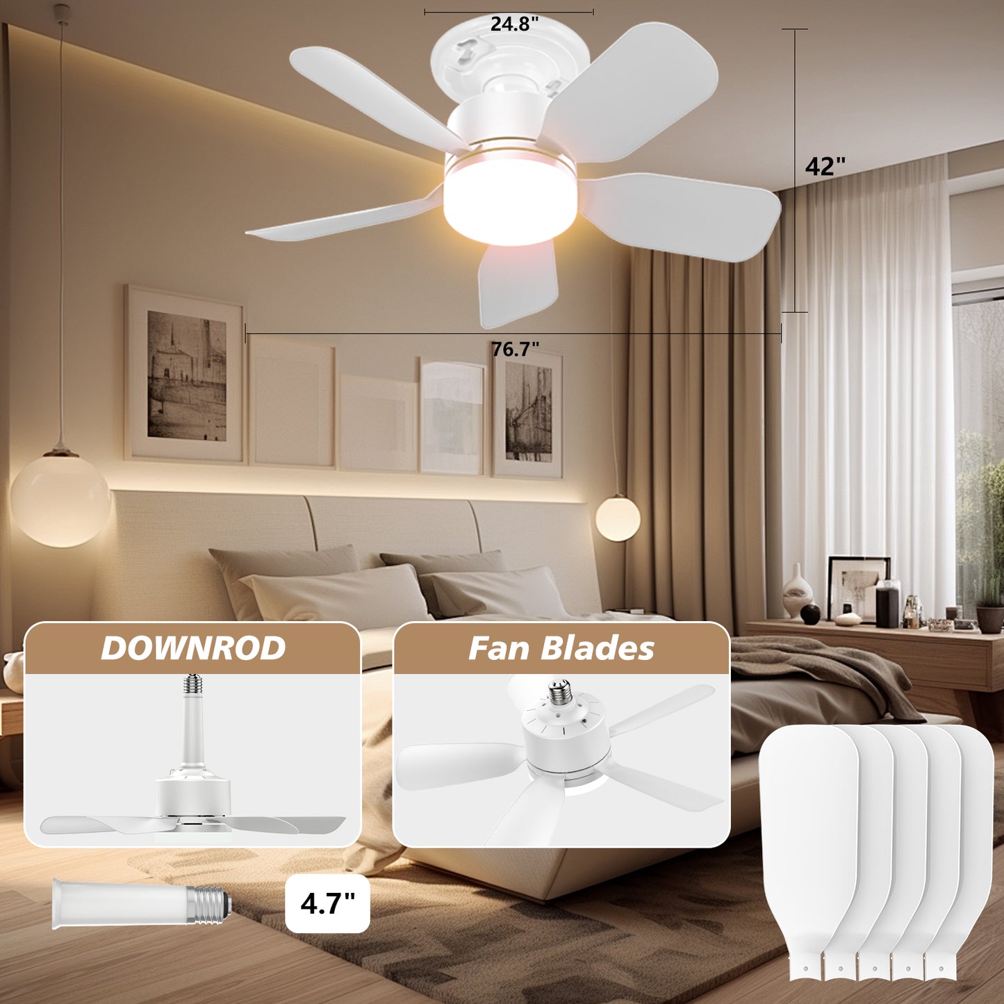 17-inch Socket Fan Light with Remote - Ideal for Bedroom & Kitchen