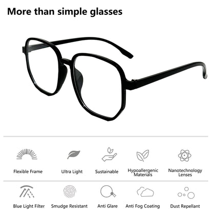 Stylish Black Plain Glasses - Advanced Eye Protection and Comfort